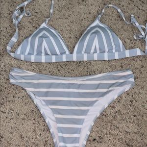 Cupshe blue and white striped bikini